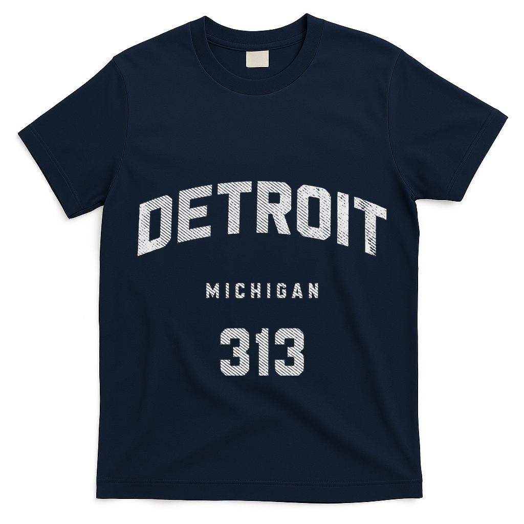 Vintage Detroit Michigan 313 Area Code Souvenir T-Shirt