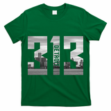 Vintage Detroit Michigan 313 Area Code Skyline T-Shirt