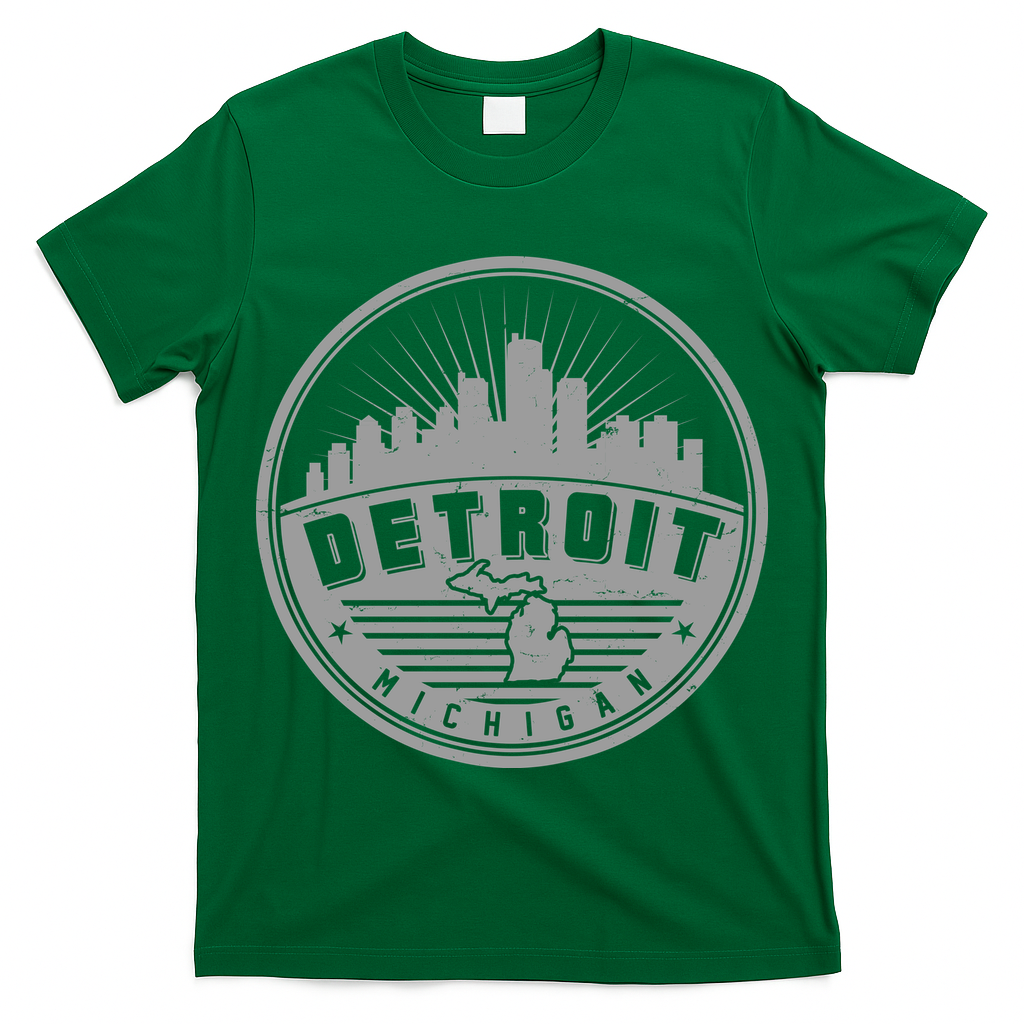 Vintage Detroit Michigan Skyline Emblem T-Shirt