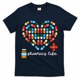 Valentines Day Pharmacy Life Pill Heart Pharmacist T-Shirt - Navy