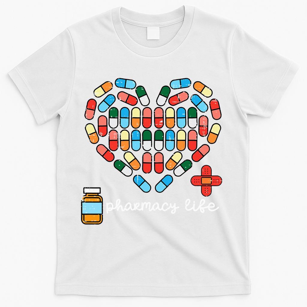 Valentines Day Pharmacy Life Pill Heart Pharmacist T-Shirt - White