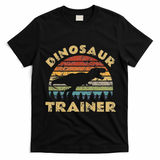 Vintage Dinosaur Trainer Halloween Costume Retro Sunset Dino T-Shirt - Black