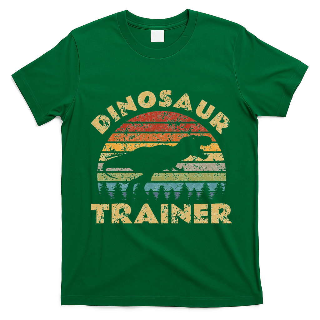 Vintage Dinosaur Trainer Halloween Costume Retro Sunset Dino T-Shirt - Irish Green