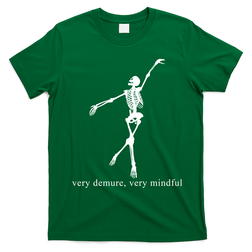 Very Demure Very Mindful Funny Skeleton T-Shirt - Irish Green