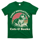 Vintage Easily Distracted By Cats And Books T-Shirt
