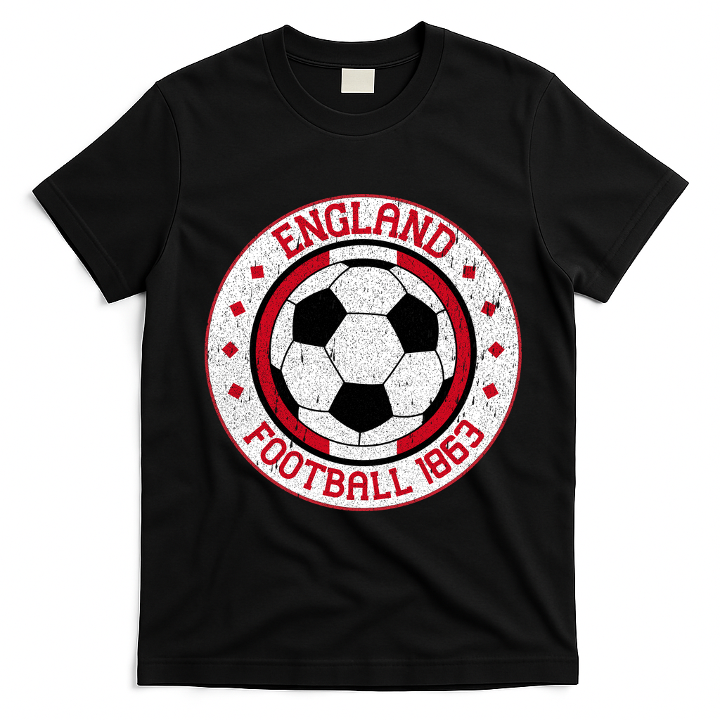 Vintage England Football 1863 Soccer Apparel T-Shirt - Black