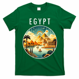 Vintage Egyptian Landscape Art Pyramids And Sun T-Shirt - Irish Green