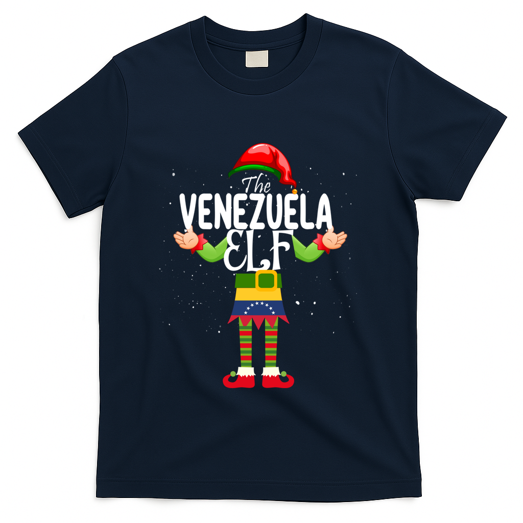 Venezuela Elf Matching Proud Patriotic Group Christmas Party Funny Gift T-Shirt - Navy