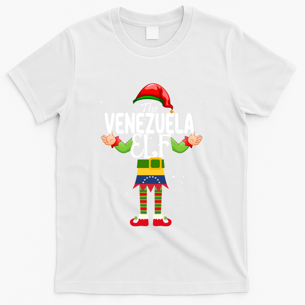Venezuela Elf Matching Proud Patriotic Group Christmas Party Funny Gift T-Shirt - White