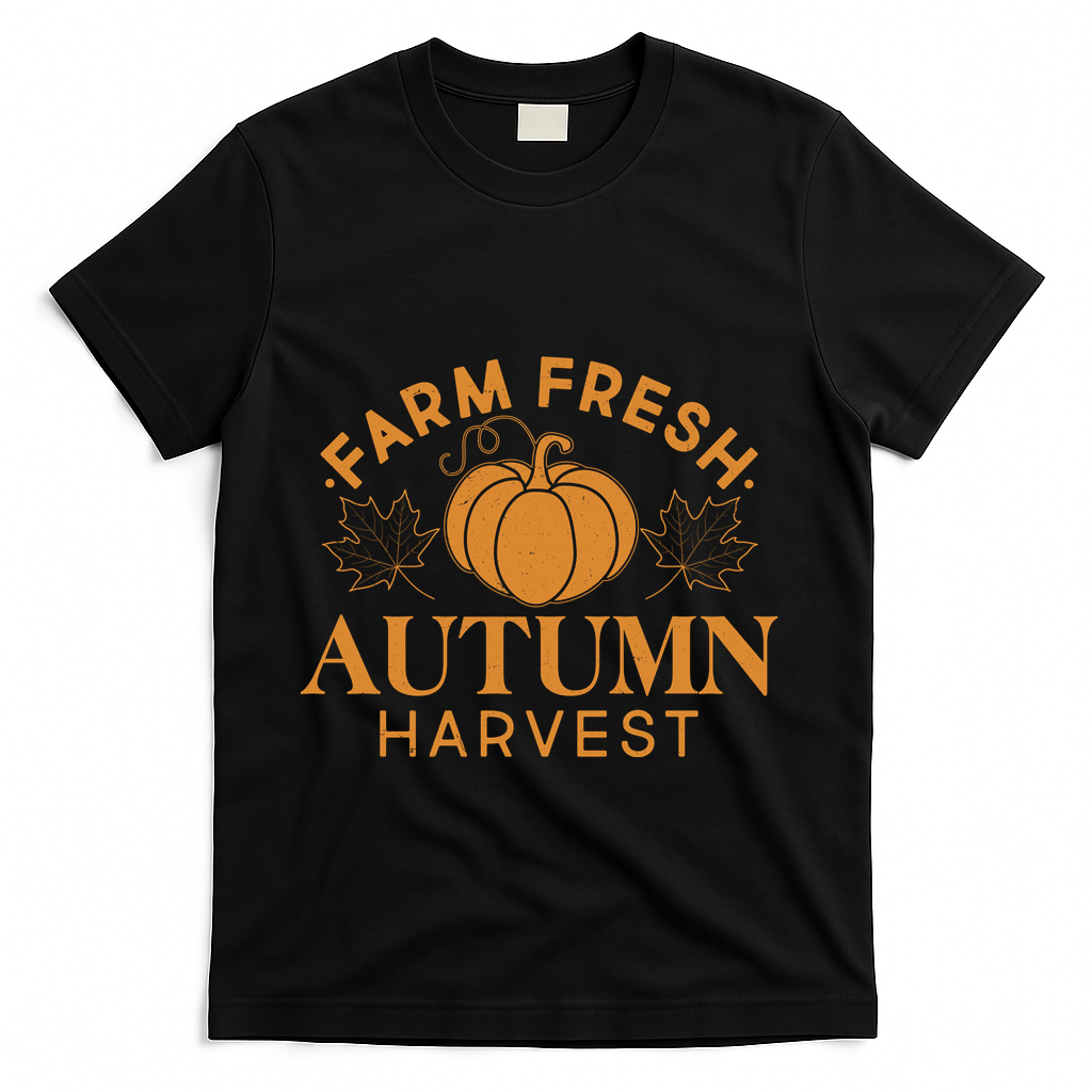 Vintage Farm Fresh Autumn Harvest T-Shirt - Black