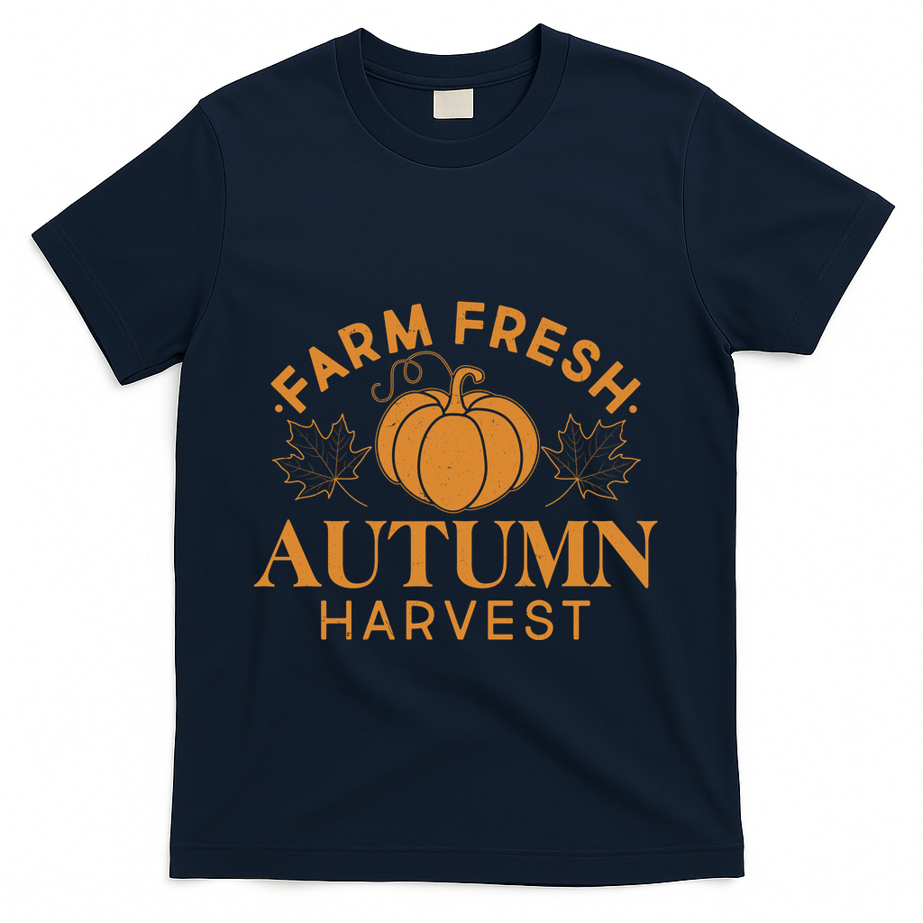 Vintage Farm Fresh Autumn Harvest T-Shirt - Navy