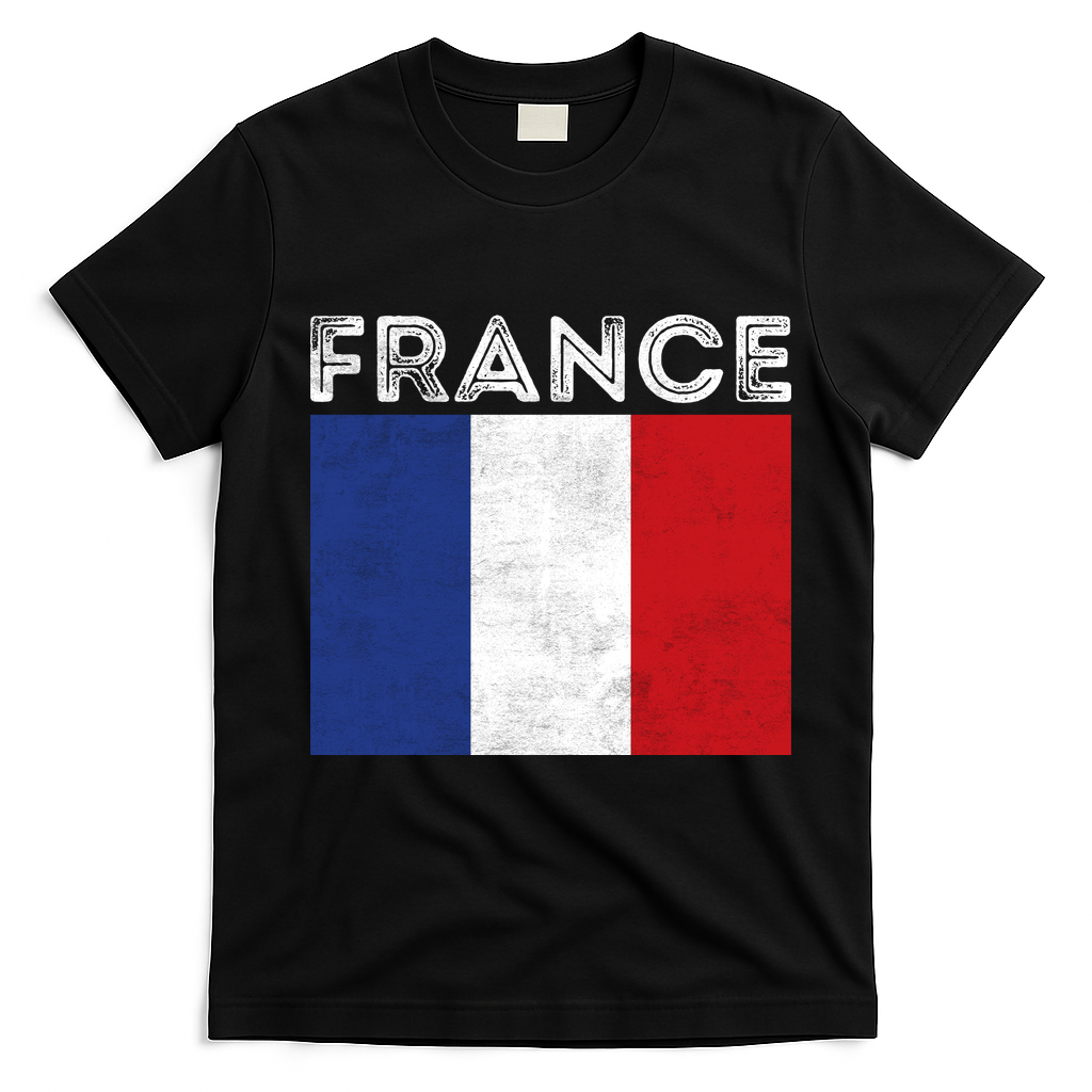 Vintage French Flag France Fan T-Shirt - Black