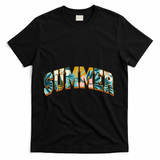 Vintage Floral Flower Pattern Summer T-Shirt - Black