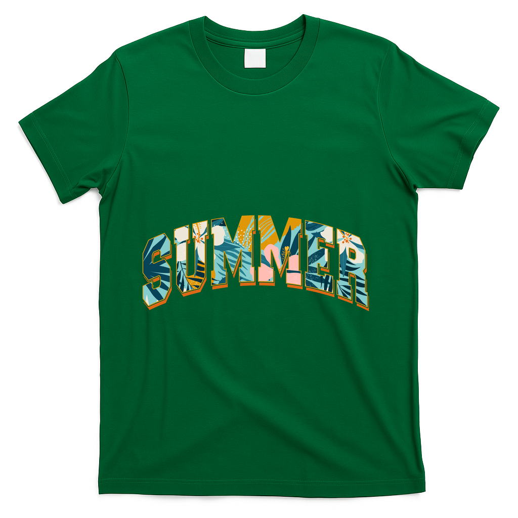 Vintage Floral Flower Pattern Summer T-Shirt - Green