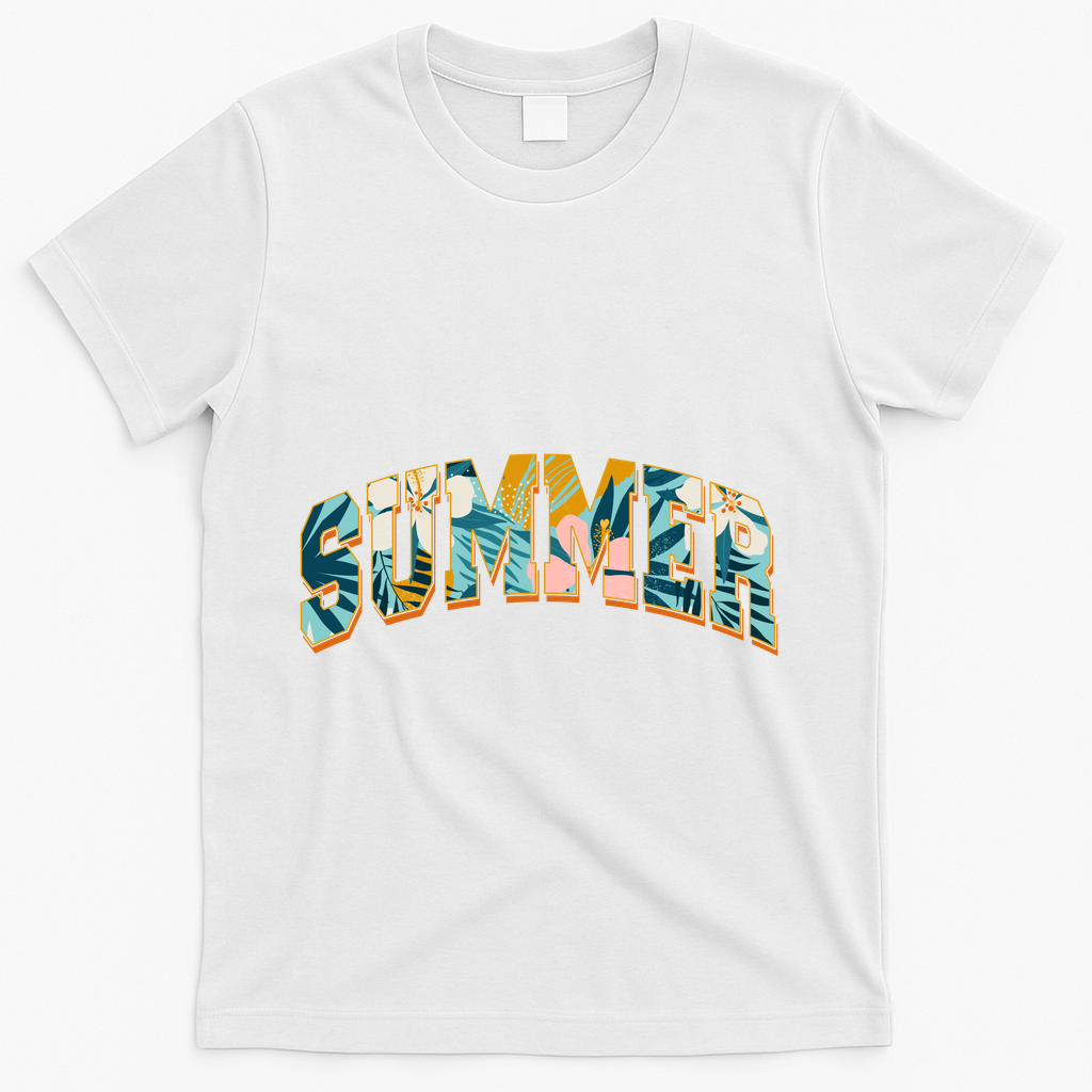 Vintage Floral Flower Pattern Summer T-Shirt - White