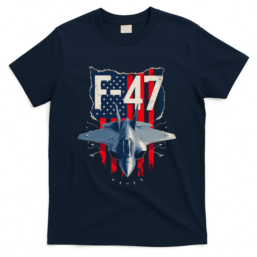 Vintage F47 Fighter Jet Trump F 47 Jet Fighter Aircraft Usa T-Shirt - Navy