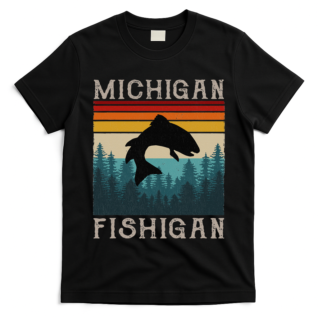 Vintage Fishing Michigan Pun Michigan Fishigan T-Shirt