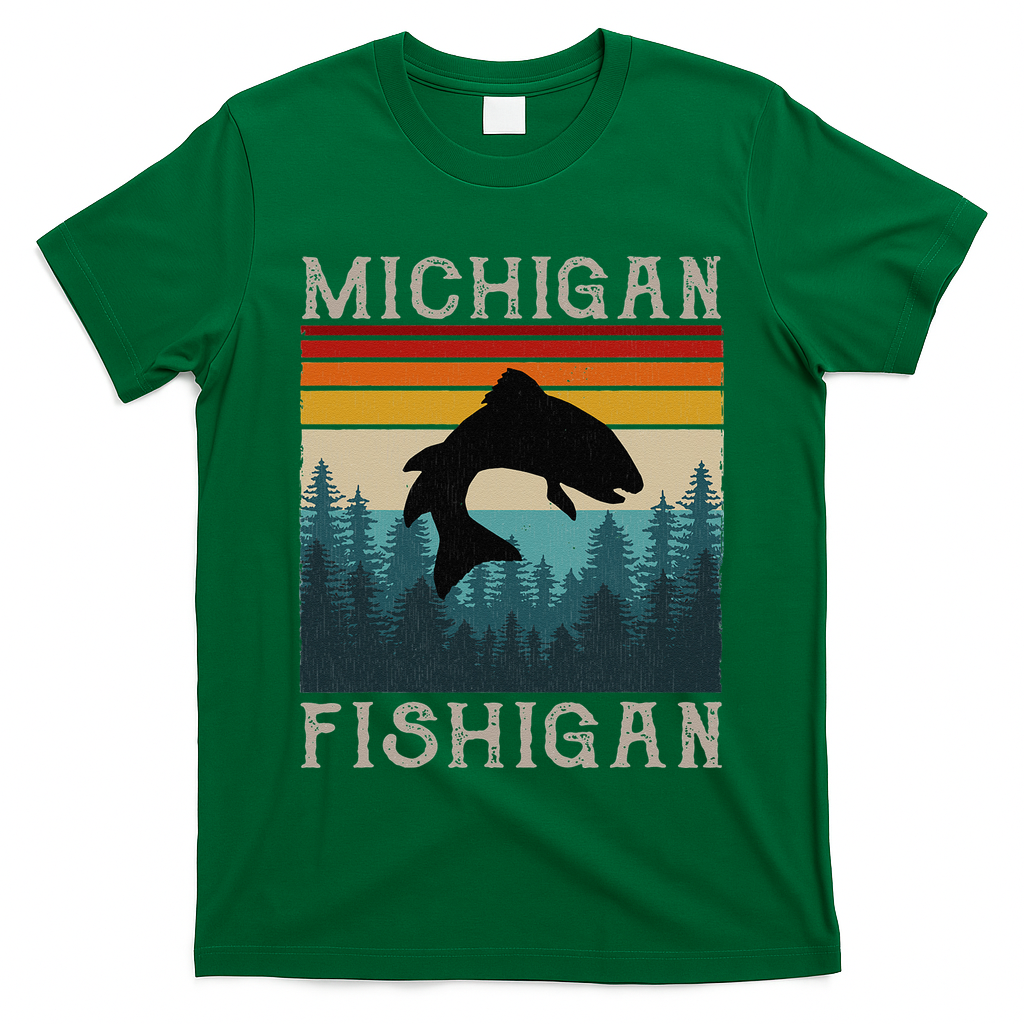 Vintage Fishing Michigan Pun Michigan Fishigan T-Shirt