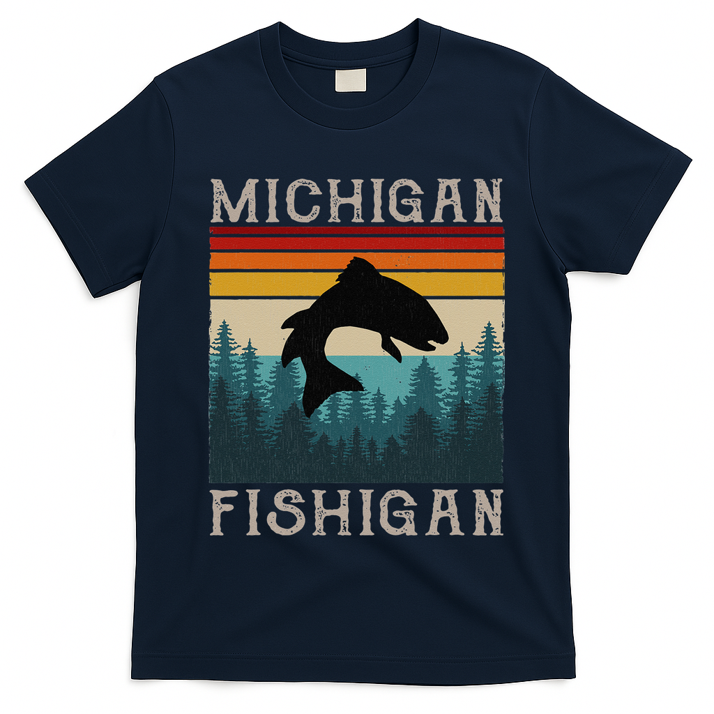 Vintage Fishing Michigan Pun Michigan Fishigan T-Shirt