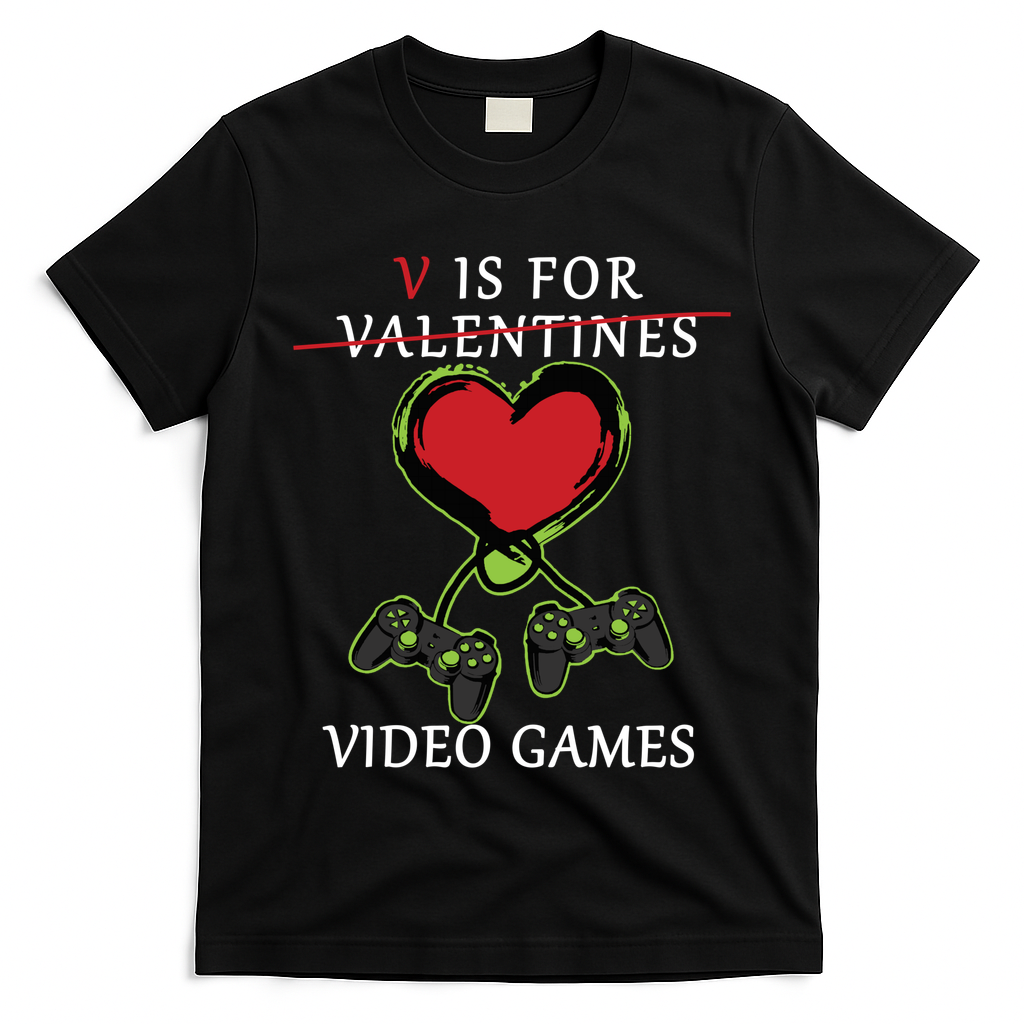 V Is For Video Games Anti Valentines T-Shirt
