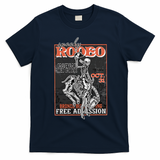 Vintage Funny Western Skeleton Halloween Cowboy Spooky Rodeo T-Shirt - Navy Blue