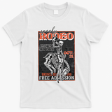Vintage Funny Western Skeleton Halloween Cowboy Spooky Rodeo T-Shirt - White