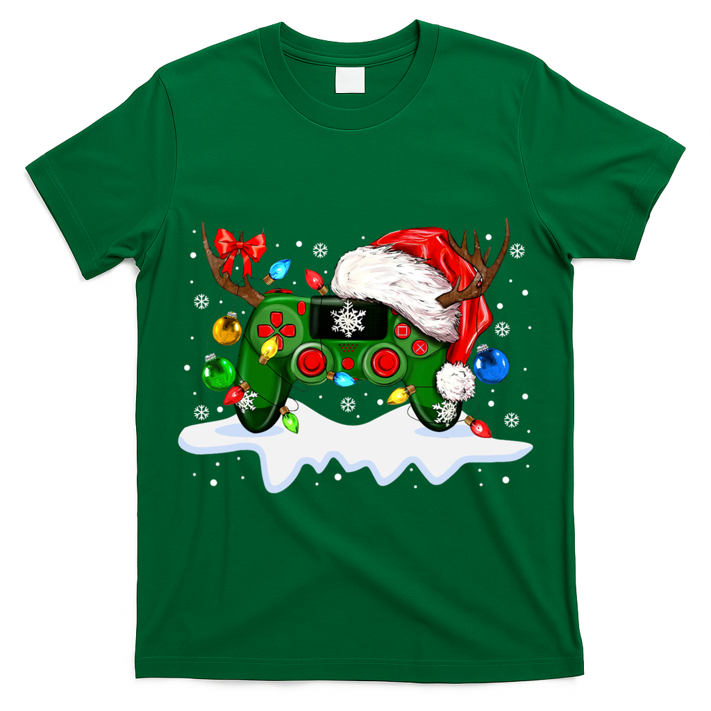 Video Game Controller Christmas Santa Hat Gamer T-Shirt