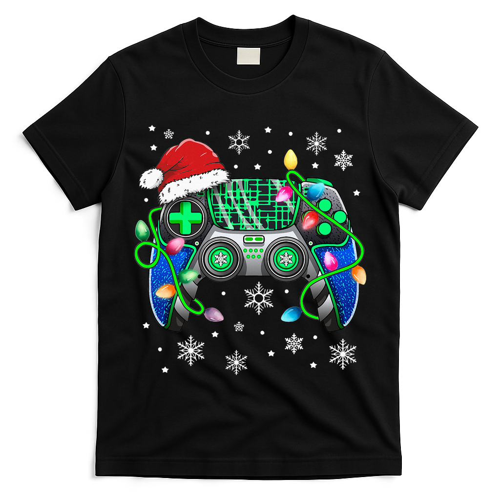 Video Game Controller Christmas Santa Hat Gamer T-Shirt