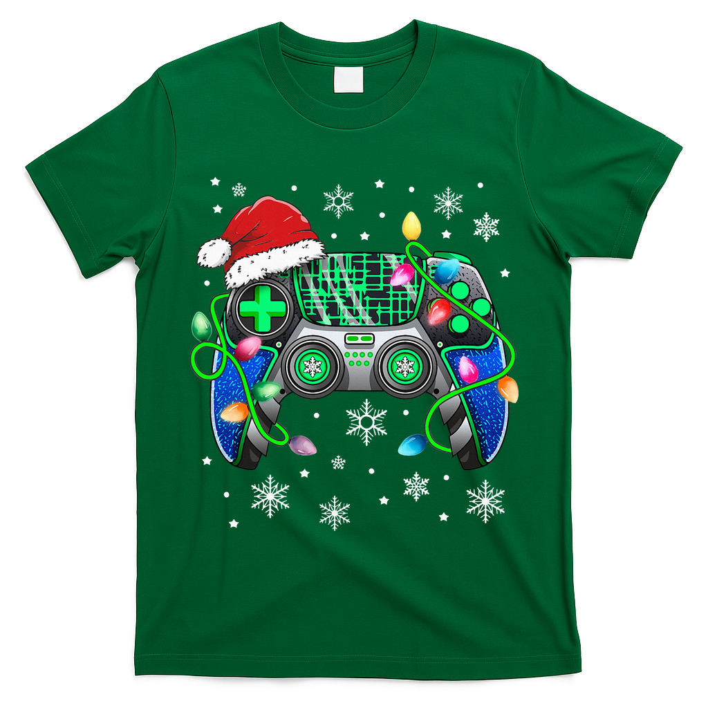 Video Game Controller Christmas Santa Hat Gamer T-Shirt
