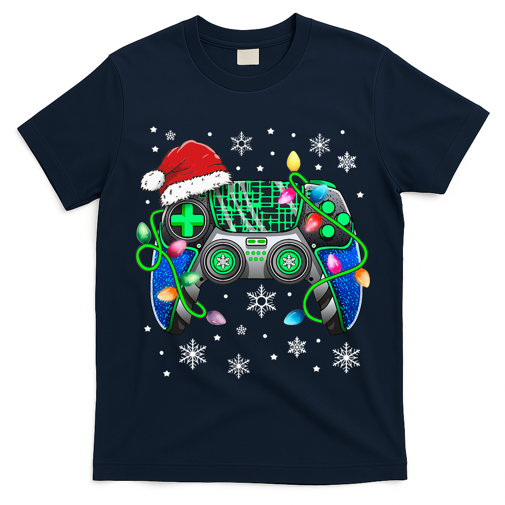 Video Game Controller Christmas Santa Hat Gamer T-Shirt