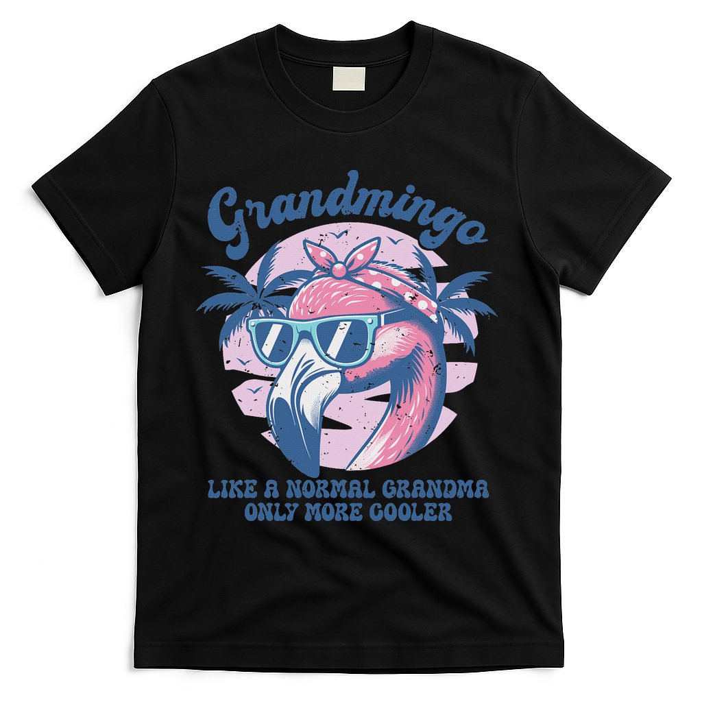 Vintage Grandmingo Flamingo Grandma Summer Vacation Women T-Shirt - Black