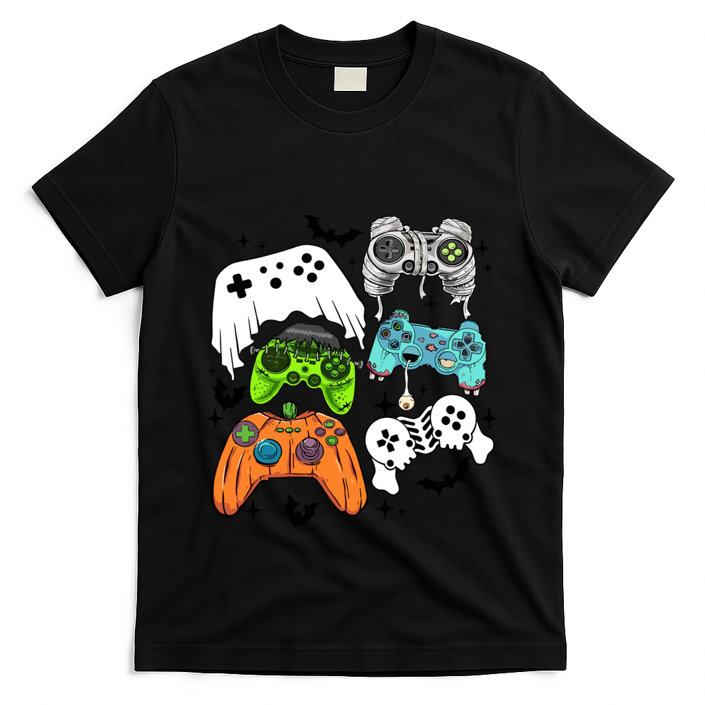 Video Game Halloween Skeleton Zombie Gaming Controllers Gift T-Shirt