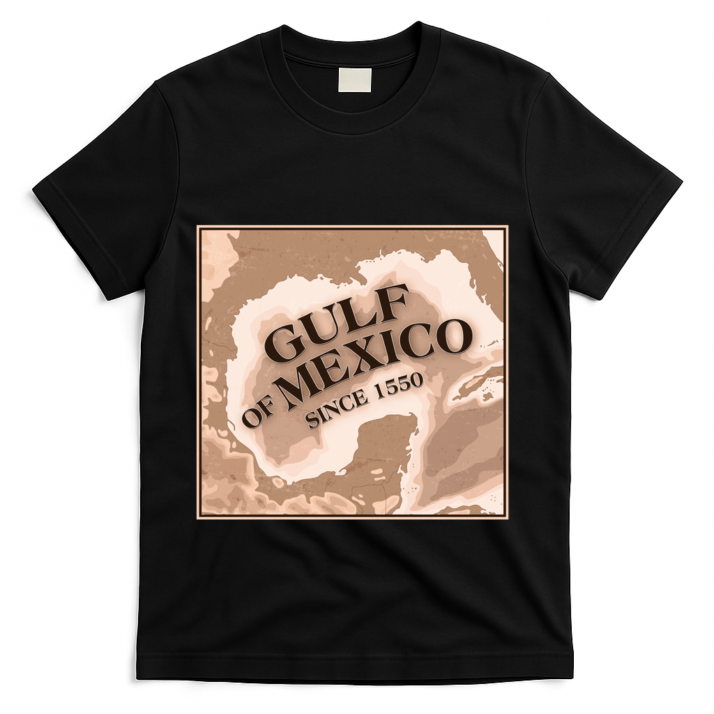 Vintage Gulf Of Mexico Since 1550 Map T-Shirt - Black