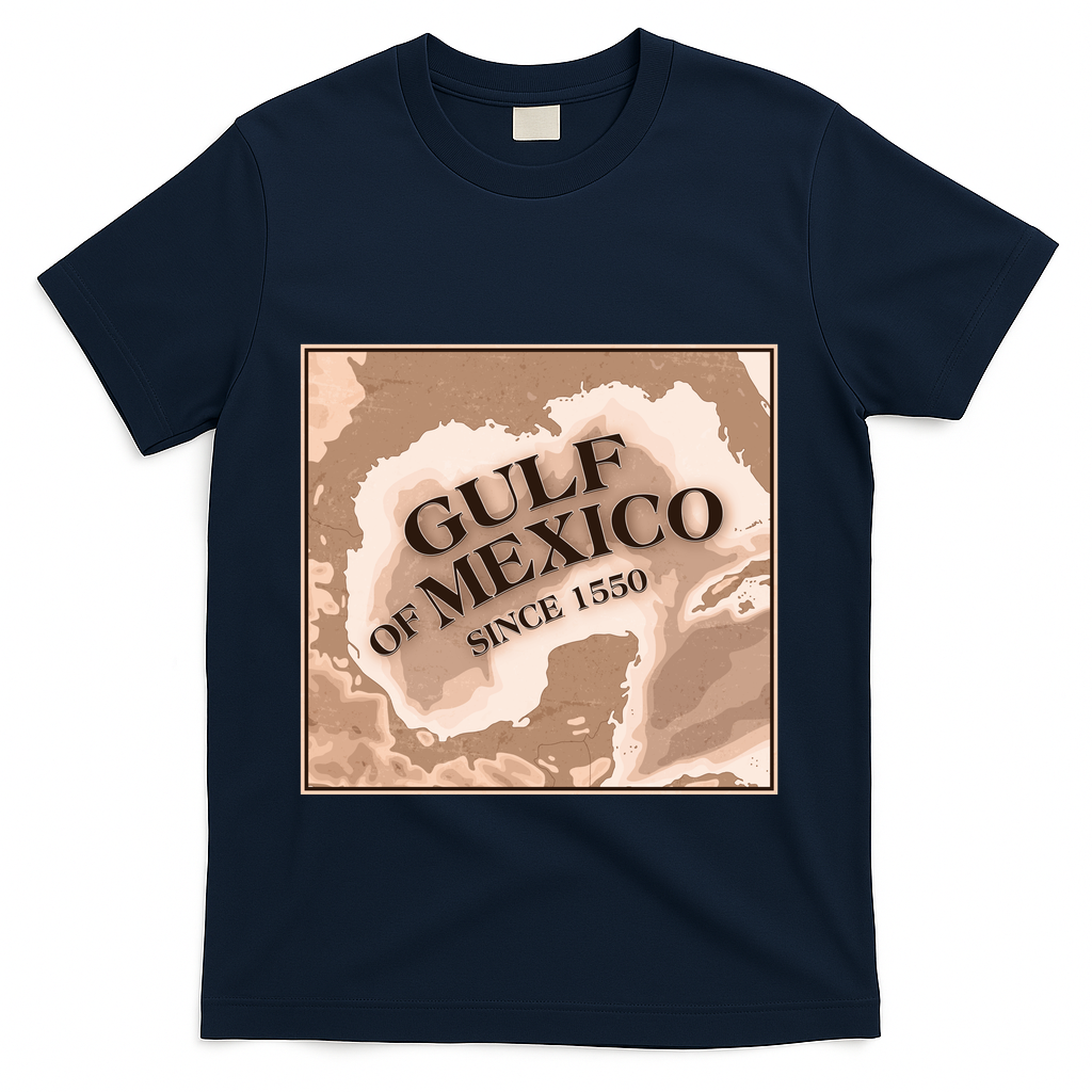 Vintage Gulf Of Mexico Since 1550 Map T-Shirt - Navy