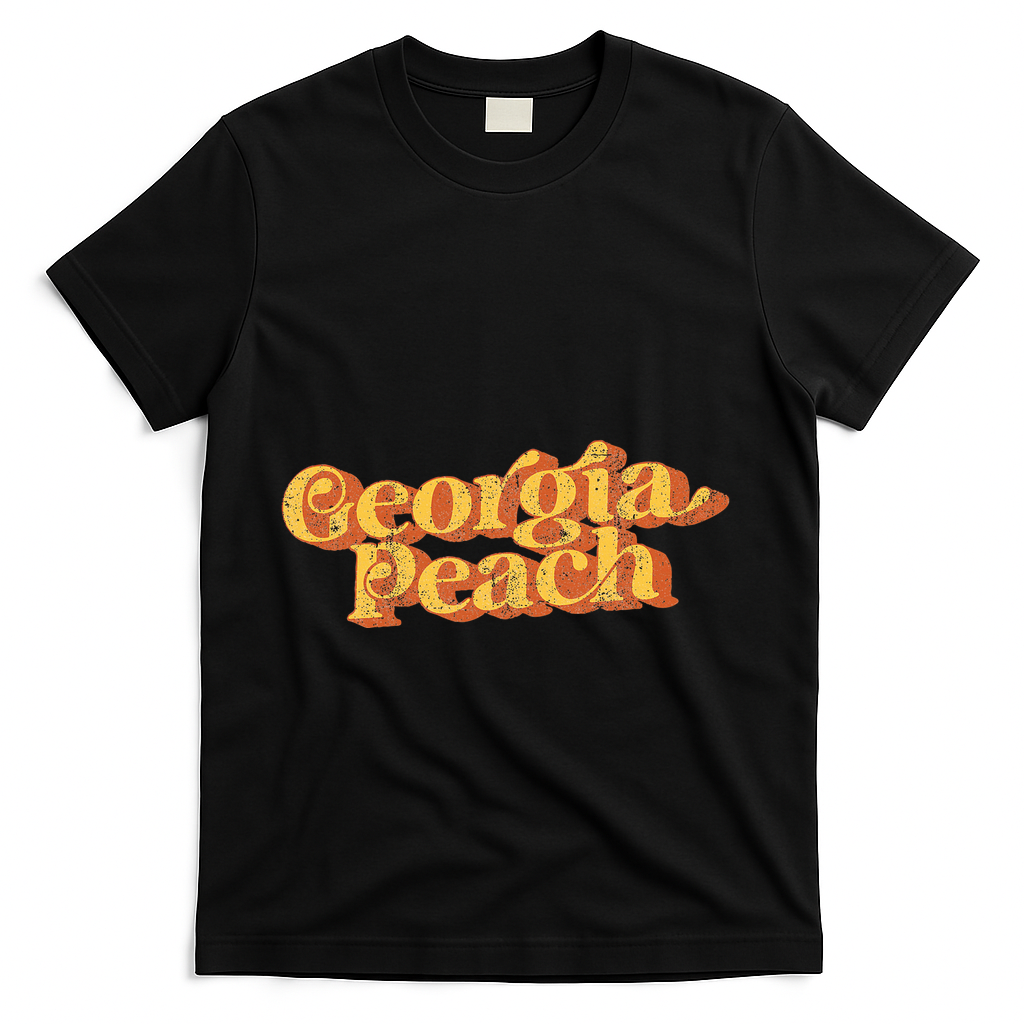 Vintage Georgia Peach 70s Summer T-Shirt - Black