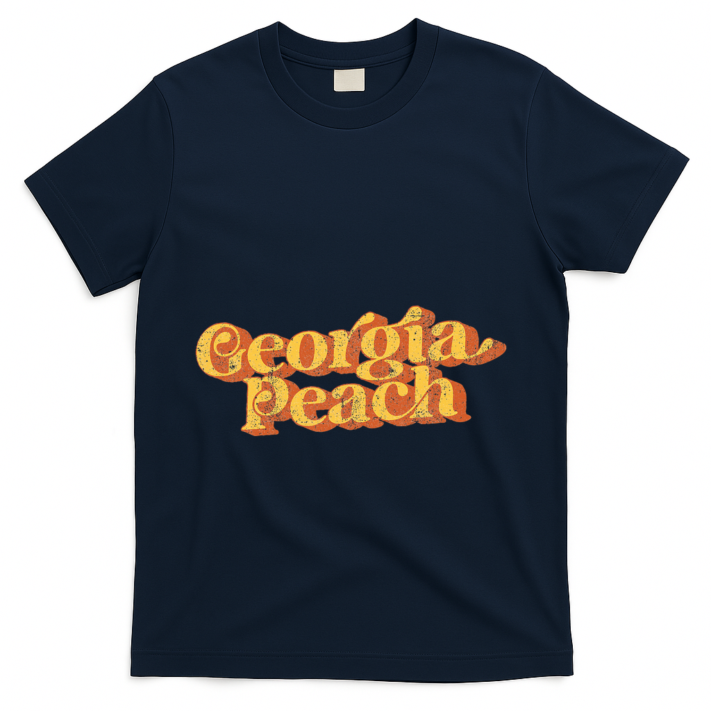 Vintage Georgia Peach 70s Summer T-Shirt - Navy