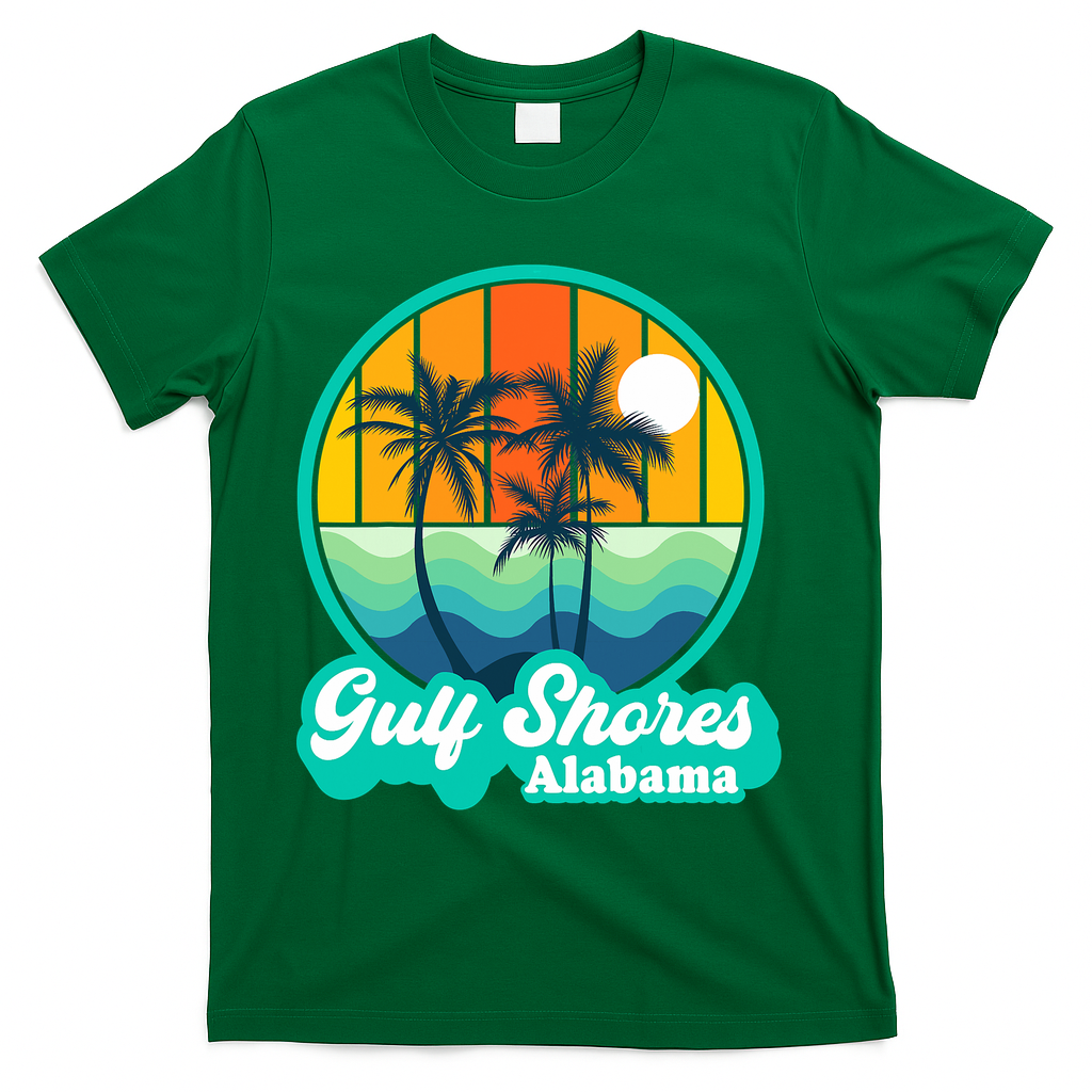 Vintage Gulf Shores Alabama Summer Vacation Beach Souvenirs T-Shirt - Green