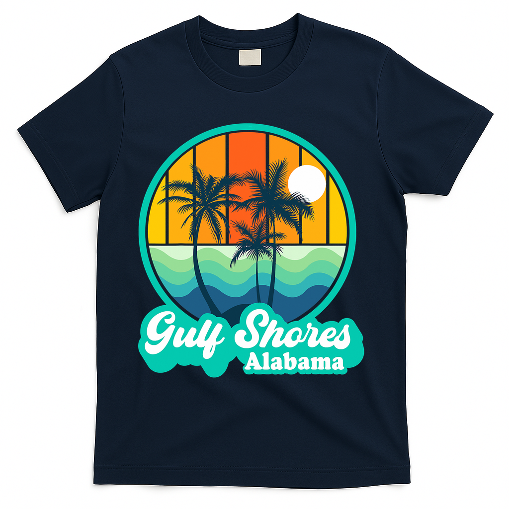 Vintage Gulf Shores Alabama Summer Vacation Beach Souvenirs T-Shirt - Navy