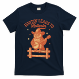 Vintage Hootin Leads To Hollerin Cowboy Owl T-Shirt - Navy