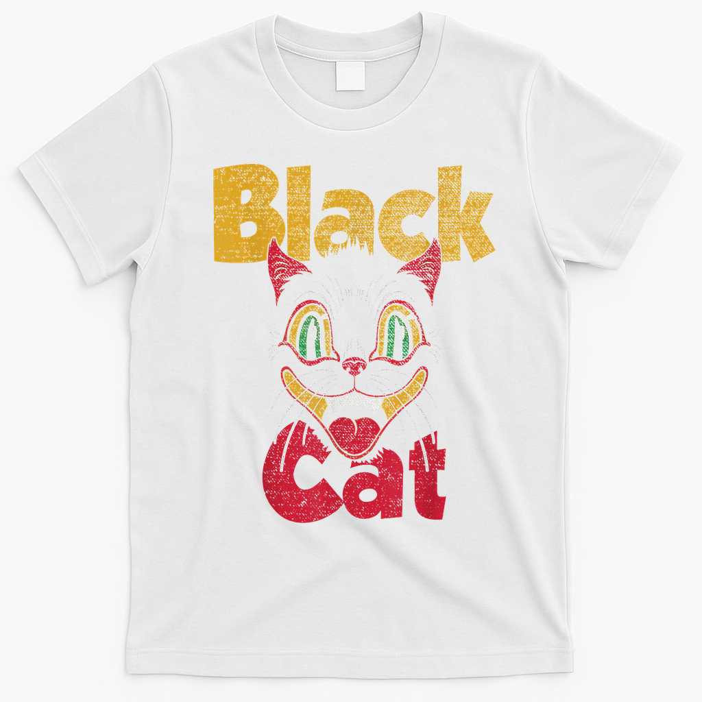 Vintage Halloween Retro Black Cat Retro Fireworks Women T-Shirt - White