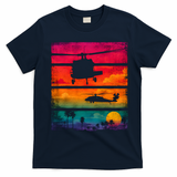 Vintage Helicopter Sunset Blackhawk T-Shirt - Navy Blue