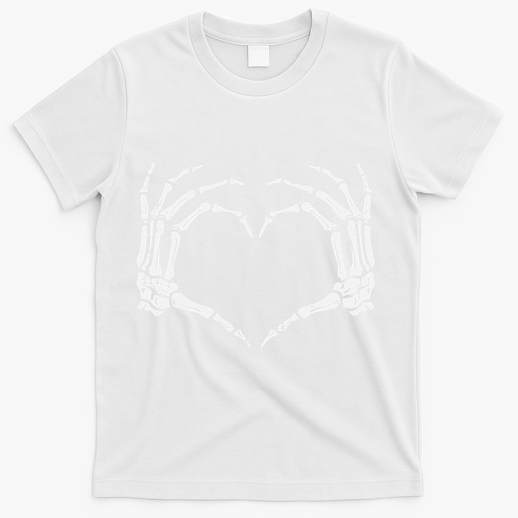 Vintage Halloween Skeleton Heart Sign Costume T-Shirt - White