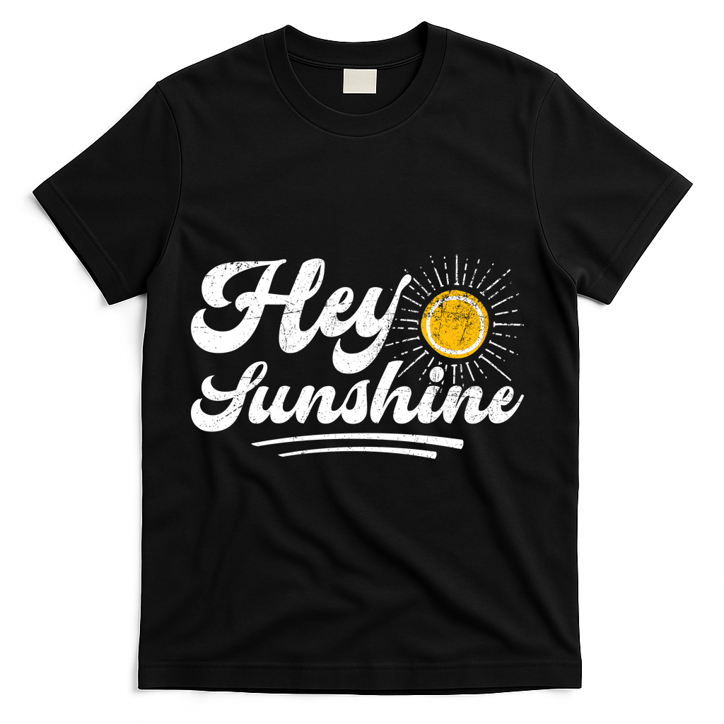 Vintage Hey Sunshine Beach Vacation Summer T-Shirt - Black