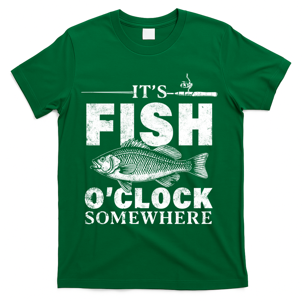 Vintage It's Fish O'Clock Somewhere T-Shirt - Green
