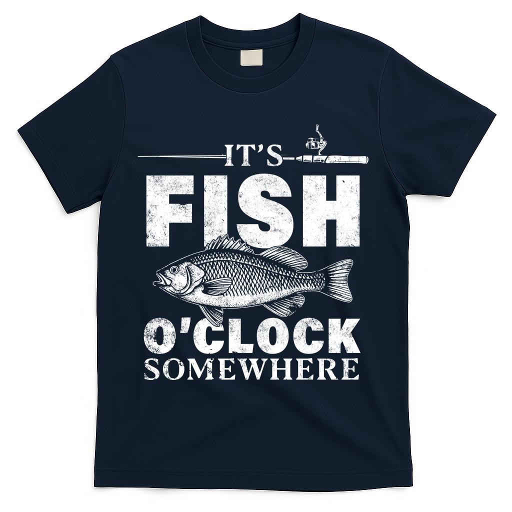 Vintage It's Fish O'Clock Somewhere T-Shirt - Navy