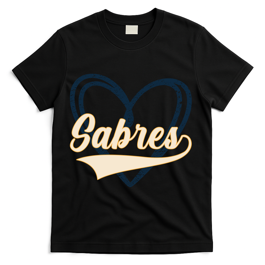 Vintage I Heart Love Sabres Retro Classic Gift T-Shirt - Black