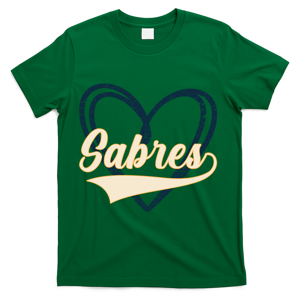 Vintage I Heart Love Sabres Retro Classic Gift T-Shirt - Green