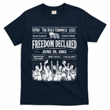 Vintage Juneteenth Freedom Declared 1865 Newspaper T-Shirt - Navy
