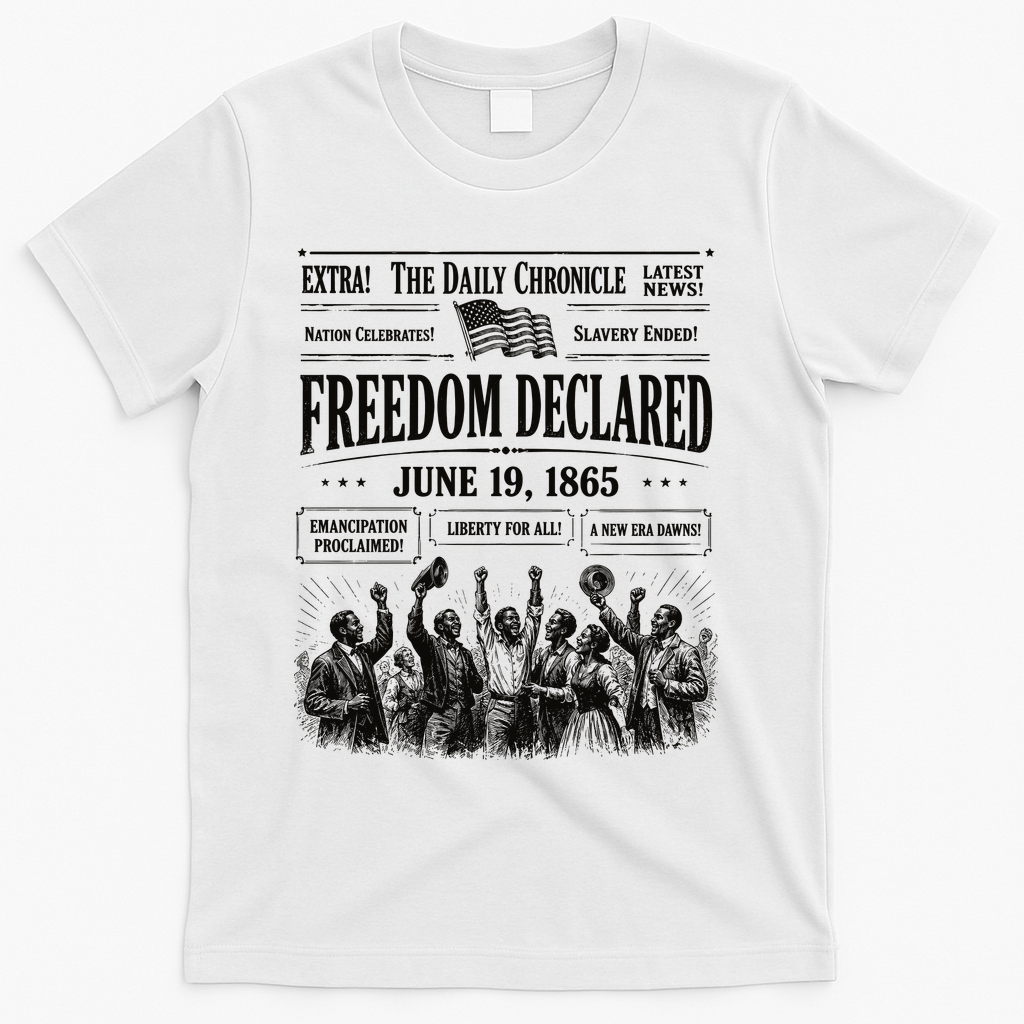 Vintage Juneteenth Freedom Declared 1865 Newspaper T-Shirt - White
