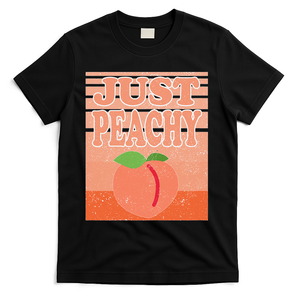 Vintage Just Peachy Southern Retro Summer Georgia T-Shirt - Black